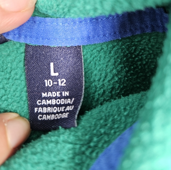 Lands’End Color Block Fleece Blue ans Green - Picture 4 of 7